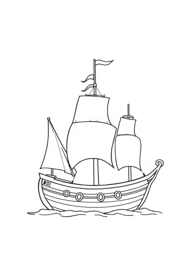 Graceful Pirate Ship Coloring Page