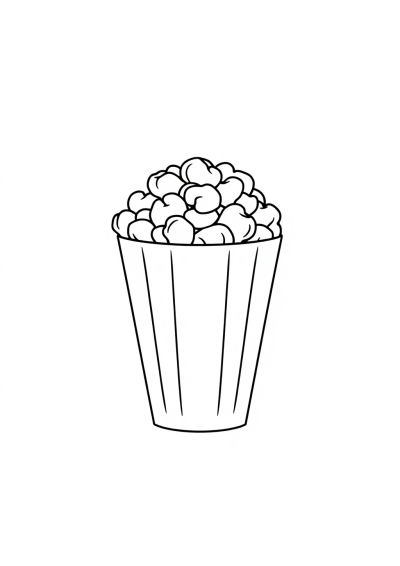 Graceful Popcorn Bucket Coloring Page