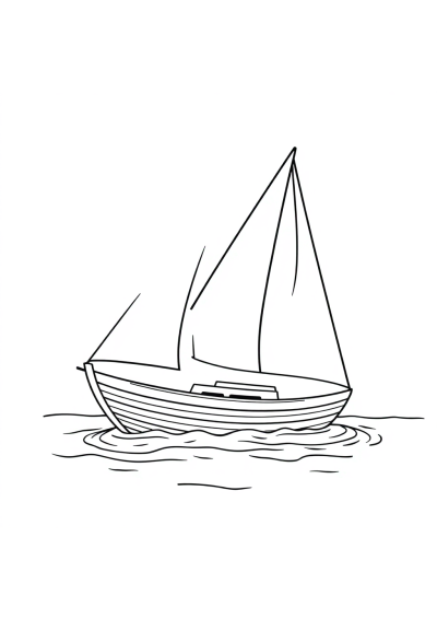 Graceful Sailboat On Water Coloring Page