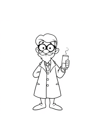 Graceful Scientist With Beaker Coloring Page