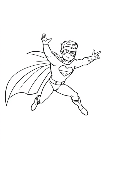 Graceful Superhero Flying Coloring Page