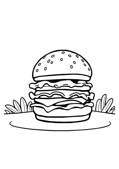 Hamburger At Night Coloring Page