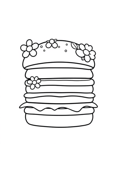 Hamburger With Flowers Coloring Page