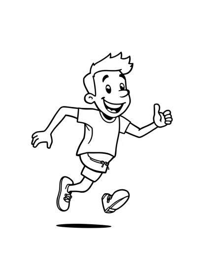 Happy Athlete Running Coloring Page