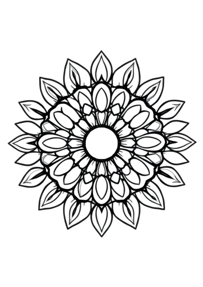 Happy Circular Mandala With Petals Coloring Page