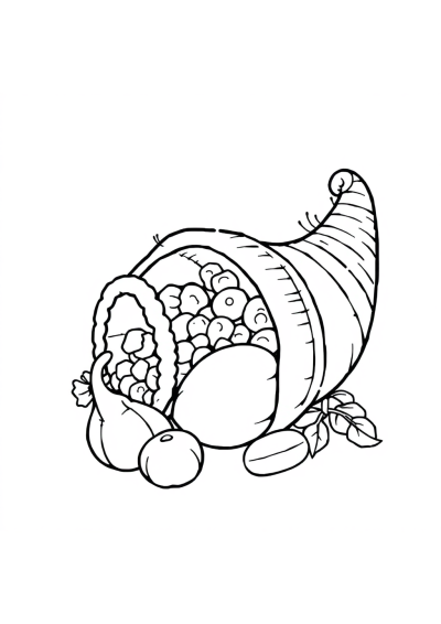 Happy Cornucopia Coloring Page