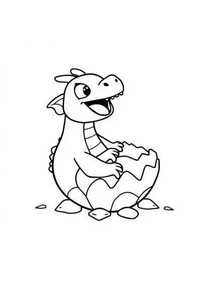 Happy Dragon Egg Hatching Coloring Page