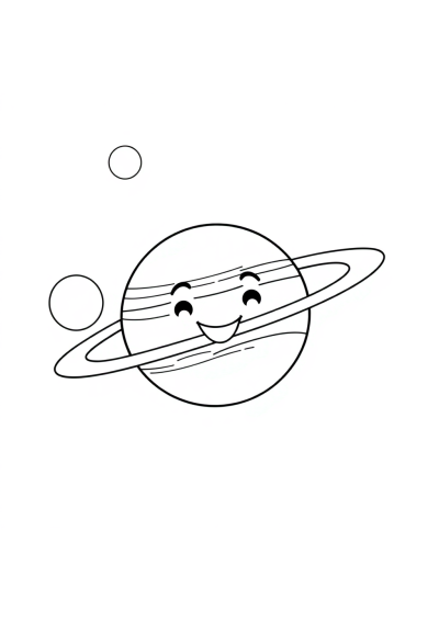 Happy Jupiter And Moons Coloring Page