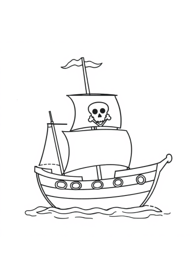 Happy Pirate Ship Coloring Page