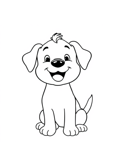 Happy Playful Puppy Coloring Page