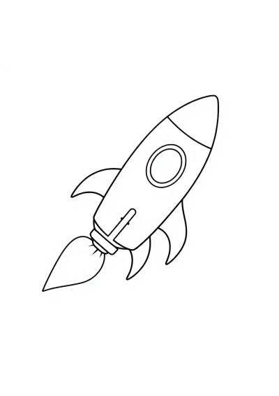 Happy Rocket Ship Flying Coloring Page