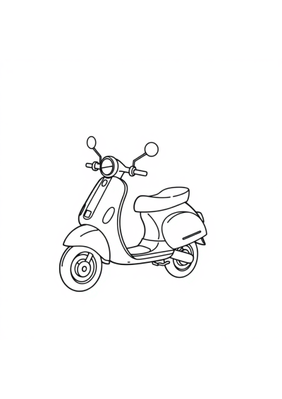Happy Scooter Coloring Page