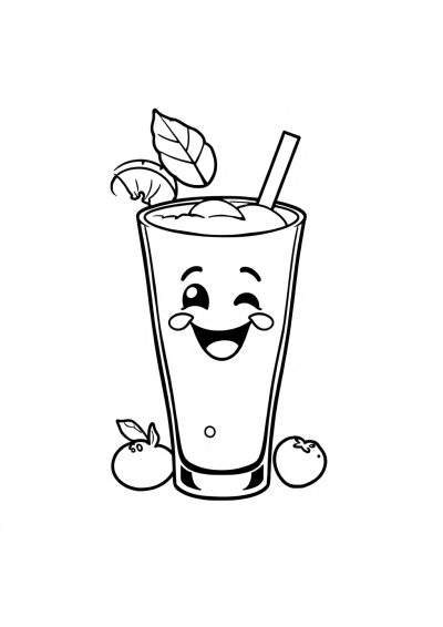 Happy Smoothie Glass Coloring Page