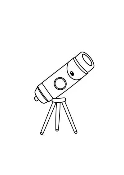 Happy Space Telescope Coloring Page