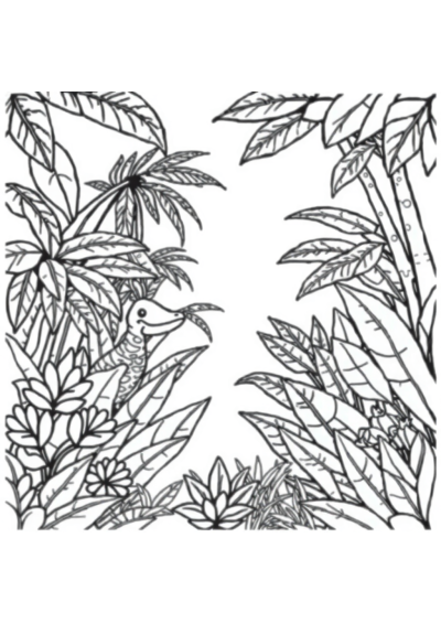 Happy Tropical Jungle Coloring Page
