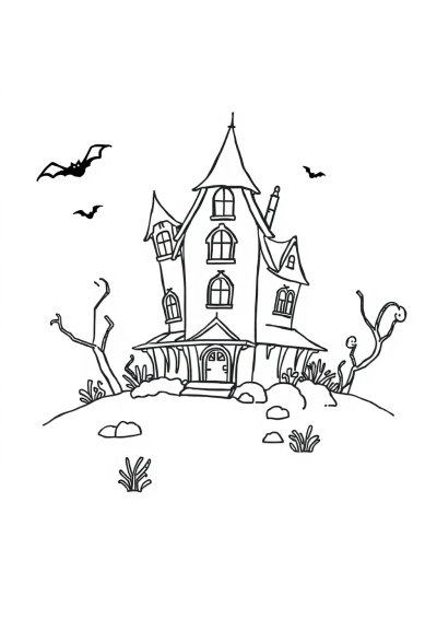 Haunted House Underwater Coloring Page