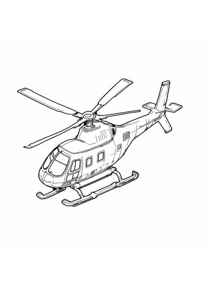 Helicopter Flying Coloring Page