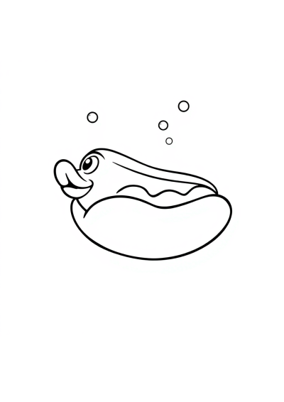 Hot Dog Underwater Coloring Page