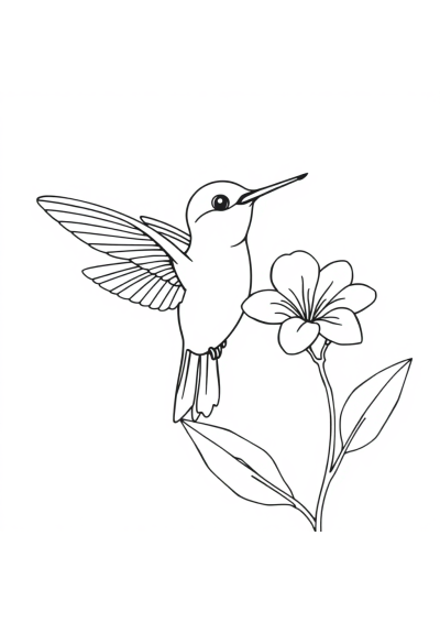 Hummingbird Near Flower Coloring Page