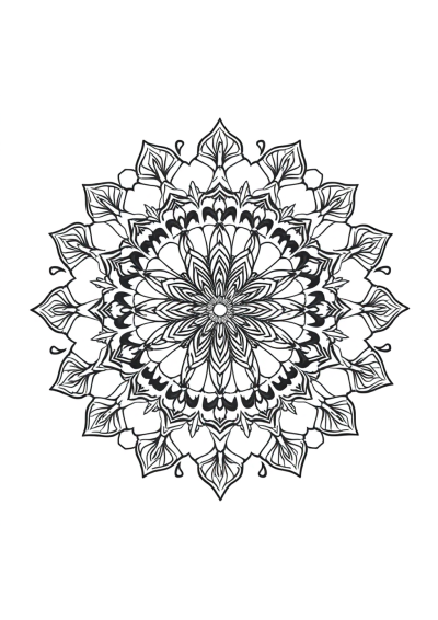 Intricate Floral Mandala In Rain Coloring Page