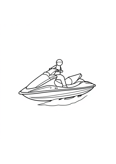 Jet Ski In Space Coloring Page