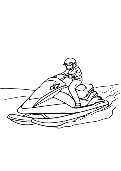 Jet Ski In Winter Coloring Page