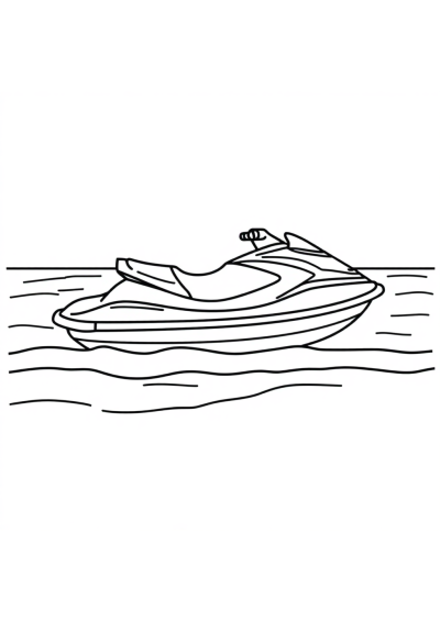 Jet Ski On Beach Coloring Page