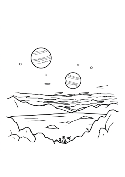 Jupiter And Moons At Sunset Coloring Page
