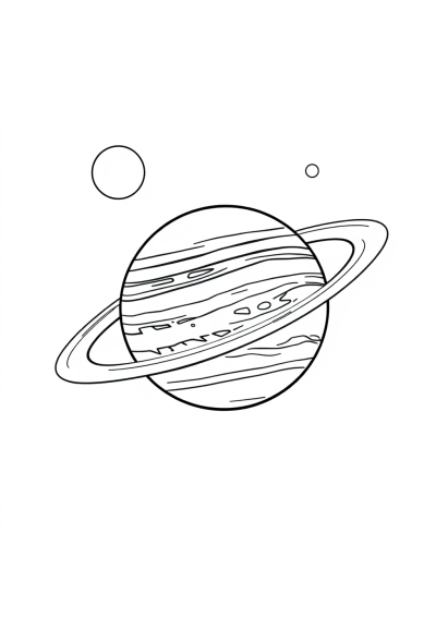 Jupiter And Moons In Space Coloring Page