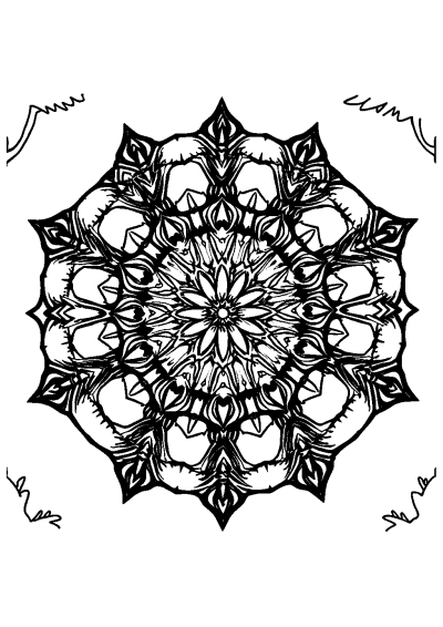 Kaleidoscope Mandala In Forest Coloring Page