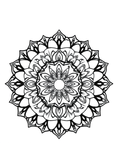 Kawaii Art Nouveau Mandala Coloring Page