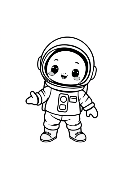 Kawaii Astronaut In Suit Coloring Page