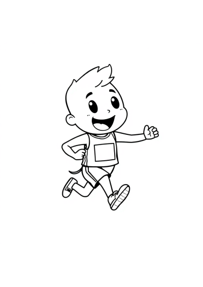 Kawaii Athlete Running Coloring Page