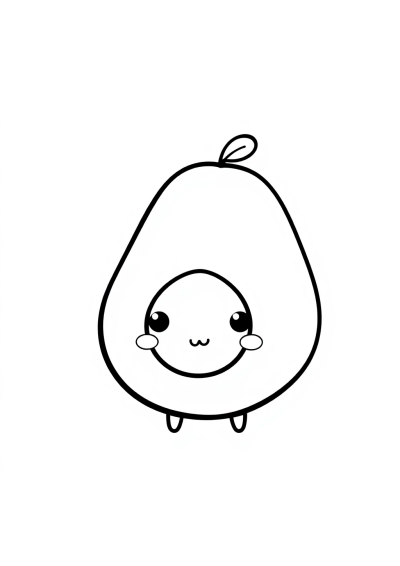 Kawaii Avocado Coloring Page