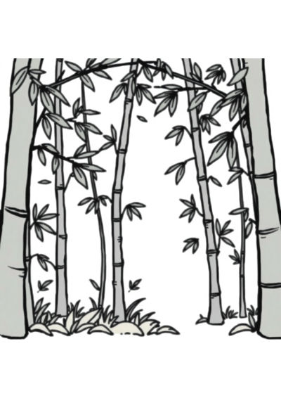 Kawaii Bamboo Forest Coloring Page