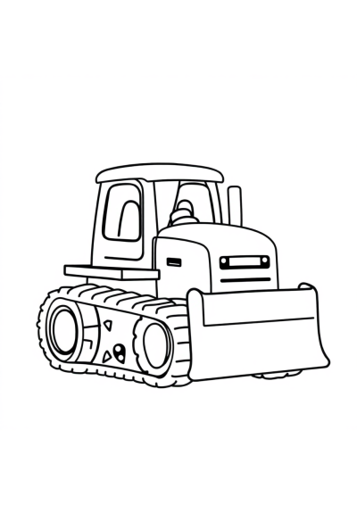 Kawaii Bulldozer Coloring Page