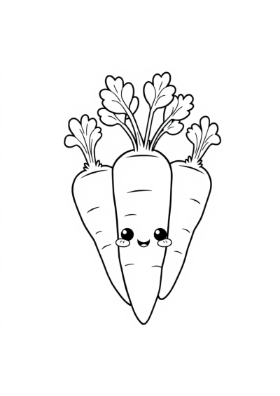Kawaii Carrot Bunch Coloring Page