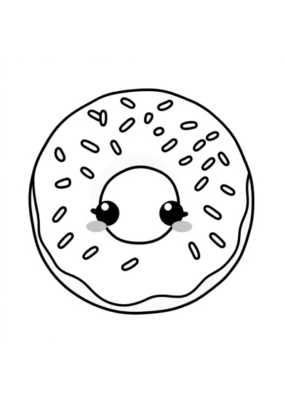 Kawaii Donut With Sprinkles Coloring Page