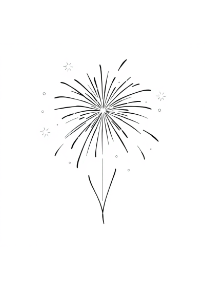 Kawaii Fireworks Celebration Coloring Page