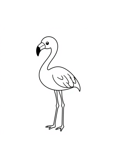 Kawaii Flamingo Standing Coloring Page