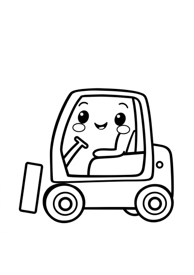 Kawaii Forklift Coloring Page