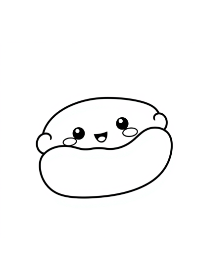 Kawaii Hot Dog Coloring Page