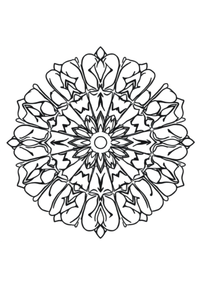 Kawaii Kaleidoscope Mandala Coloring Page