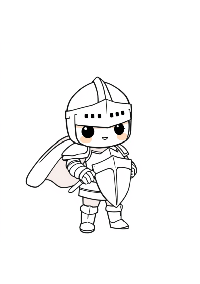 Kawaii Knight In Armor Coloring Page