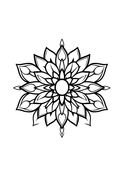 Kawaii Lotus Mandala Design Coloring Page