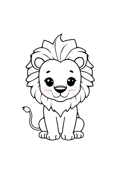 Printable Kawaii Majestic Lion Coloring Page
