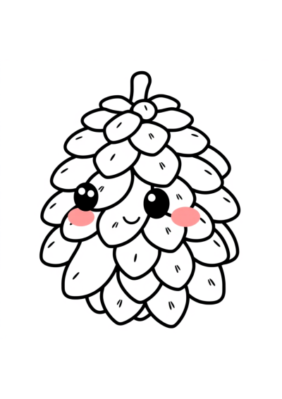 Kawaii Pinecone Coloring Page