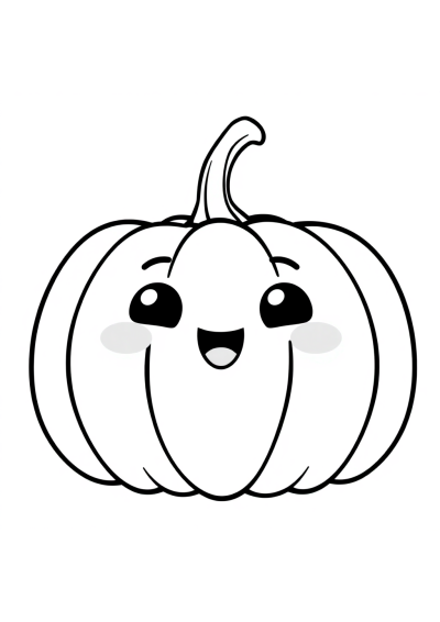 Kawaii Pumpkin Coloring Page