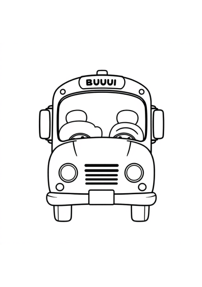 Kawaii School Bus Coloring Page
