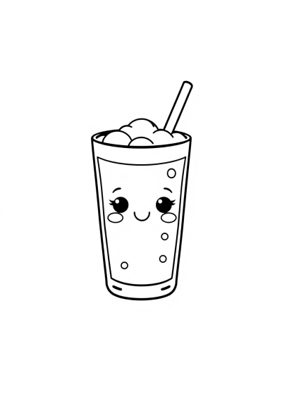 Kawaii Smoothie Glass Coloring Page